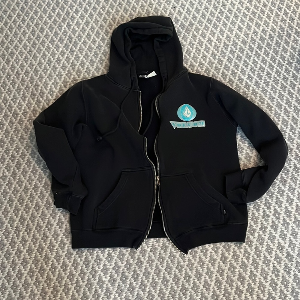 Volcom Hoodie Black Teal Zip Up